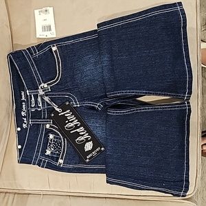 ⭐️BRAND NEW⭐️RED RIVET JEANS: Kids Embellished Dark Flare Jeans Sz 7
